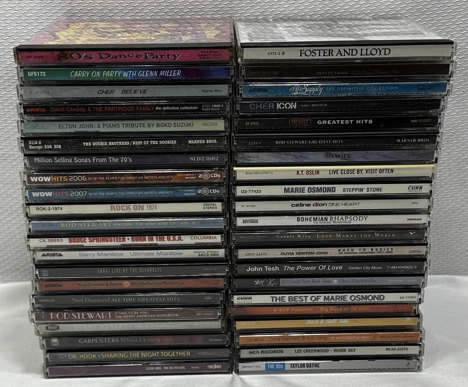 40+ Lot Mixed Title Genre Music CDs 80s 90s 2000s Soft Rock Pop Easy Listening Foto 1 de 4