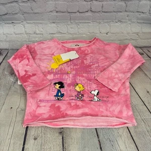 Appaman Peanuts Collaboration Pink Tie-Dye Cropped Sweatshirt Sz: 4T NWT - Picture 1 of 6