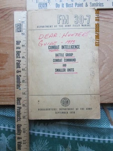 Combat Intelligence Battle Group Combat command & smaller units fm-30-7 1958 - Imagen 1 de 10