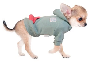 Felpe con Cappuccio per Cani con Tazza da Tea Verde Aggiornata, 100% Cotone Vestiti per Cani di Piccola Taglia a... - Foto 1 di 5