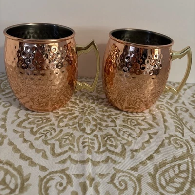 NEW Set Of 2 Godinger  Copper Moscow Mule Beverage Mugs With Hammered Finish - Image 1 of 4
