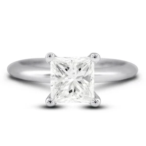 3.14ct G-VS1 Princess Natural Diamond 950 Plat. Solitaire Engagement Ring - Picture 1 of 10