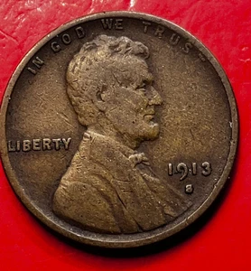 1913-S Lincoln Head Cent Penny F+ - Picture 1 of 9