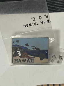 Hawaii State Emaille Pushback Revers Hut Pin Dame am Strand - Bild 1 von 2