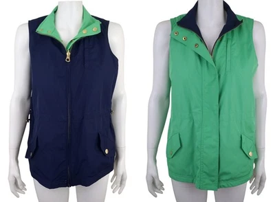 Ralph Lauren LRL Chaleco Cortavientos Reversible PM Verde Azul Marino Cremallera a Presión Foto 1 de 4