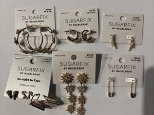 Sugarfix By Baublebar New Earrings Lot Golden Hoops 6 Pairs - Picture 1 of 6