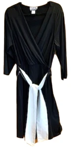 Randolph Duke The Look Black Dress 3/4 Sleeve with Black/White Belt Sz: 1X - Picture 1 of 5