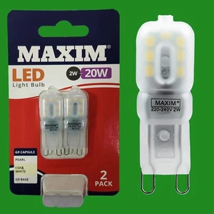 2x 2W (=20W) LED G9 Capsule 4000K Cool White Light Bulb Replacement Halogen Lamp - Picture 1 of 3