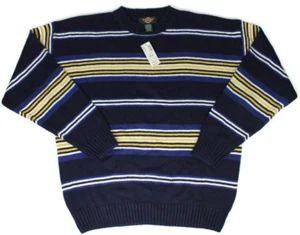 Vintage NEW American Outpost Men's L Striped Sweater Blue with Yellow/White NWT - Picture 1 of 10