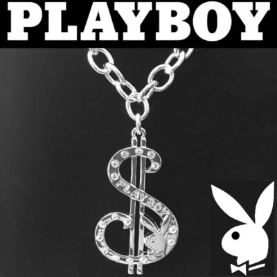 Collar Playboy Letrero de Dólar Colgante Conejito Logo Cristal $ Dinero en Efectivo Hip Hop y2k Foto 1 de 4