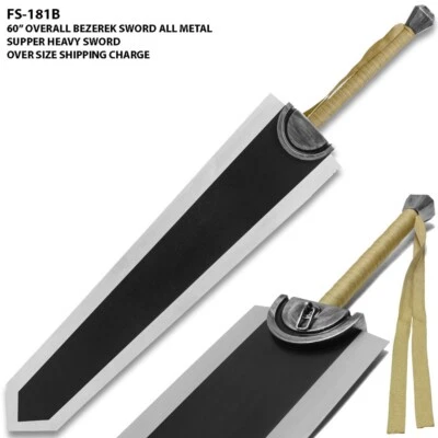 60 Inches Bezserk Guts Dragon Slayer Sword Black Limited Edition — 第 1/4 张图片