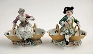 Meissener Porzellan Doppel Salzgefäße, Gekreuzte Schwerter Marke, Ca. 1830 - Bild 1 von 11