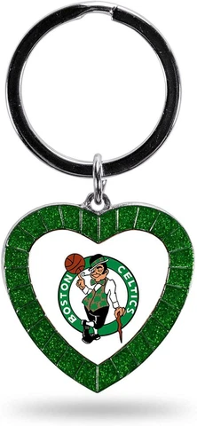 Boston Celtics Keychain Rhinestone Heart Team Color Key Ring Cover