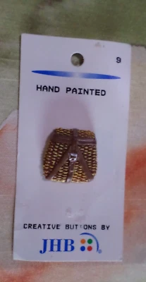 Fish Basket Button by JHB Hand Painted 1" New Old Stock - Image 1 of 4