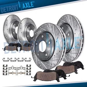 Front Rear Drilled and Slotted Barke Rotor Brake Pad Kit for 2004 2005 Civic RSX - Picture 1 of 8