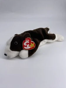 Ty Beanie Babies Bruno Dog 1997 Retired w/ Tags Collectible Brown White N6 - Picture 1 of 9