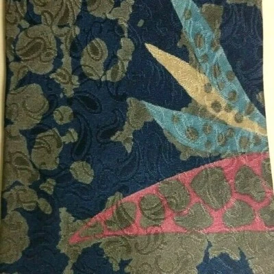 Blue Gray Abstract Floral Silk Tie - Image 1 of 4