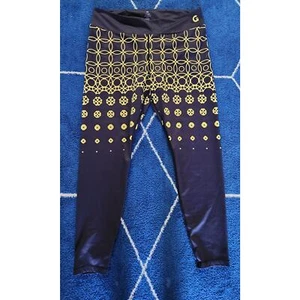 Grrrl Women's Geometric Shape Yellow & Blue Workout Leggings 47-54 XXL - Picture 1 of 8