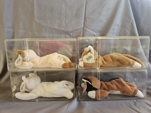 TY Beanie Baby CATS LOT OF 4/CHIP, NIP, FLIP, SNIP/new In Case/PVC/Tag Errors - Picture 1 of 20