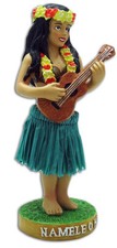 Hawaiian Dashboard Hula Girl Ukulele Player Mini Doll Hawaii Aloha Islands Green