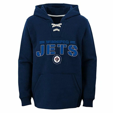 NHL Winnipeg Jets Hoodie Pullover Sweatshirt Boys Size 5/6 Navy Blue New Cover