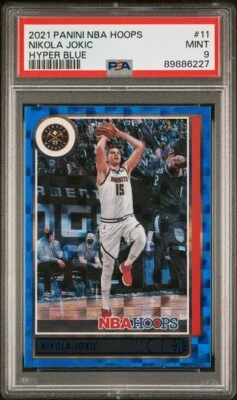 2021-22 Panini NBA Hoops Nikola Jokic #11 Hyper Blue PSA 9 - Image 1 of 2