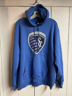 Adidas Sporting Kansas City MLS Sweatshirt Medium Blue Hooded Hoodie M - Image 1 of 4
