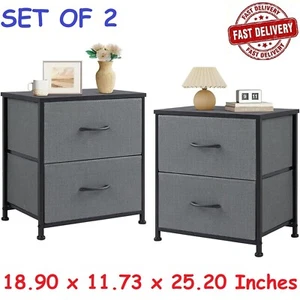 2Pcs Nightstand End Table Side Table with 2 Fabric Drawers Bedside Table Bedroom - Picture 1 of 14