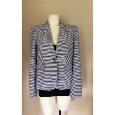 J. Crew фиолетовый Seersucker полоски хлопок длинным рукавом Blazer куртка женщин размер 4 - Изображение 1 из 4