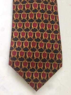 Burberrys 100% seda hombre corbata rojo, negro, dorado Foto 1 de 3