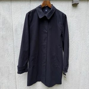 Neu mit Etikett Chaps Unisex versteckte Knopfleiste marineblau Trenchcoat Jacke M gefütterte Taschen - Bild 1 von 8