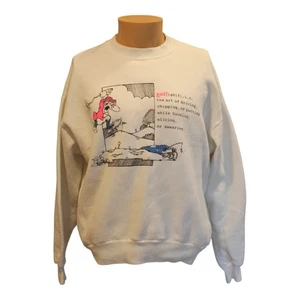 Felpa vintage Jerzees bianca definizione di golf stravagante cartone animato taglia large - Foto 1 di 16