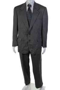 Daniel Hechter Mens Pleated Front Two Button Suit Black Wool Size 42 Regular/35 - Picture 1 of 12