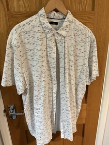 M&Co Men's Summer Fish Print Blue And White Shirt XXL - Picture 1 of 4