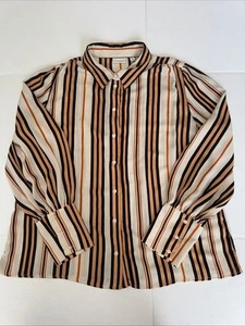 Eva Mendes Colorful Striped Long Sleeve Button Down Dress Up Shirt Size XL - Picture 1 of 9