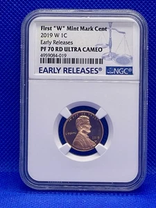 2019-w First “W” Mint Mark Cent NGC PF70 RD ultra Cameo - Picture 1 of 2