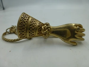 Victorian Style Hand Glove Scarf Holder Clip with Safety Chain - Gold Tone - Picture 1 of 9