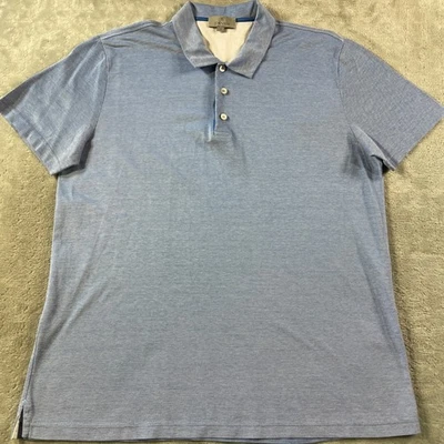 Canali  Polo Shirt Mens 54 US Large Blue Textured Italy Luxury Preppy Casual - Image 1 of 4