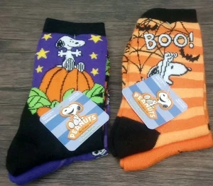 Snoopy Peanuts Halloween Crew Socken 2 Packungen - 4 Paar, Neu - Bild 1 von 6