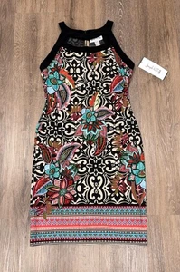 Joseph Ribkoff Kleid Gr. 10 Blumen Geometrisch Schwarz Mehrfarbig Bodycon NEU - Bild 1 von 11
