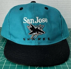 Vintage 90s NHL San Jose Sharks Snapback Hat Cap YOUTH Child Size OSFM Free Ship - Picture 1 of 7