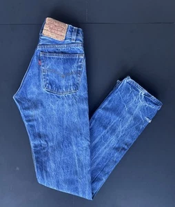 Vintage 80s Levi's 501 Button Fly USA Made Jeans Denim Tag 27x36 Blue (25x32) - Picture 1 of 15
