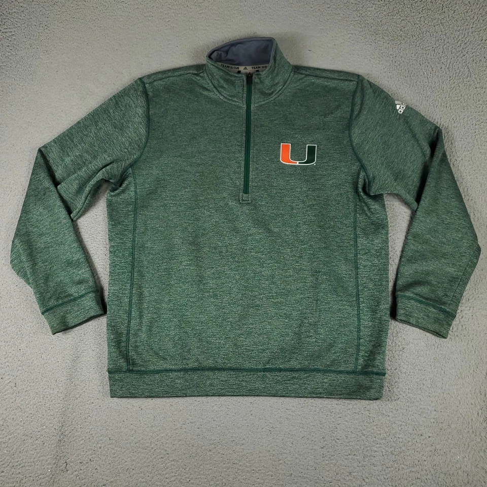Adidas Miami Hurricanes Suéter Para Hombres XL Verde 1/4 Cremallera Pullover Sudadera UM Foto 1 de 4