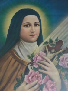 pOSTER VINTAGE ST THERESE OF LISIEUX LITTLE FLOWER OF JESUS UNFRAMED neocurio - Picture 1 of 10