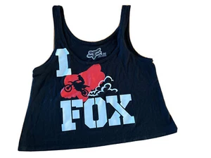 Fox women’s croppeed tank top med size bkack i love Fox logo - Picture 1 of 5