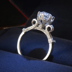 2 quilates de corte redondo de lujo con banda de topacio circular para mujer plata 925 talla 4-9,5 - Imagen 1 de 23
