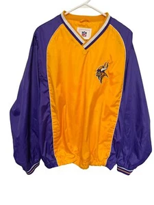 NFL MN Vikings Windbreaker Pullover Jacket Purple Yellow V Neck Mens M - Picture 1 of 7