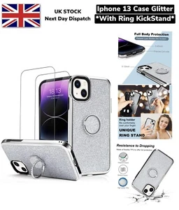 iPhone 13 Case Glitter 6.1 Inch With Ring Kickstand Glitter Sicker Case UK - Picture 1 of 16