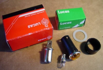 Luz redonda BSA, Norton, Triumph, OIF, "ÁMBAR", lámpara de advertencia completa, OEM Lucas Foto 1 de 4