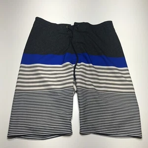 Old Navy Swim Board Shorts Mens Size 30 California White Gray Black Blue Striped - Picture 1 of 12
